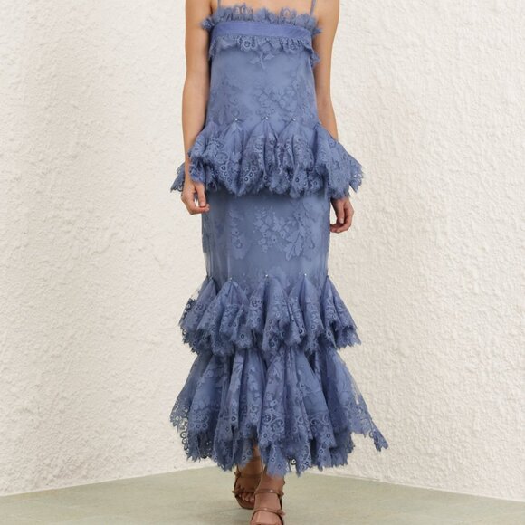 𝒁𝑰𝑴𝑴𝑬𝑹𝑴𝑨𝑵𝑵 Eden blue suspender long dress - Picture 5 of 9